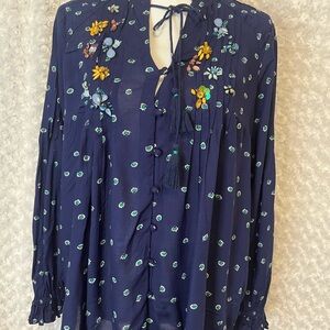 Vanessa Virginia Ashton Beaded Peasant Blouse Size 8